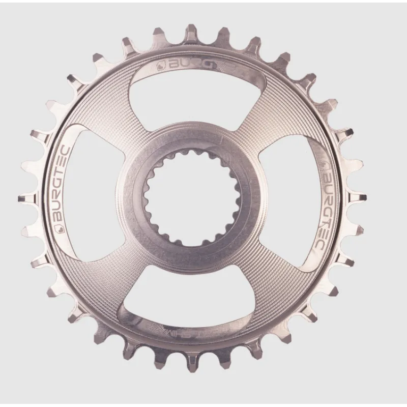 Placă ovală BURGTEC Shimano Direct Mount Thick Thin Chainring ­ 34T ­ Rhodium Silver Transport gratuit